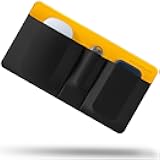 3-Pocket Storage Pouch, Adhesive Laptop Accessory Organizer, for Portable HDD, SSD, USB Drive, Mouse, Cables - Black & Yellow