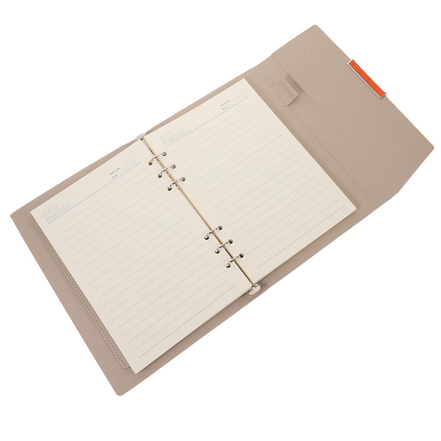 GLEAVI Portable Daily Planner Notebook Pu Faux Leather Business Notepad Orange Three-fold Office Schedule Notepad for Work and Travel