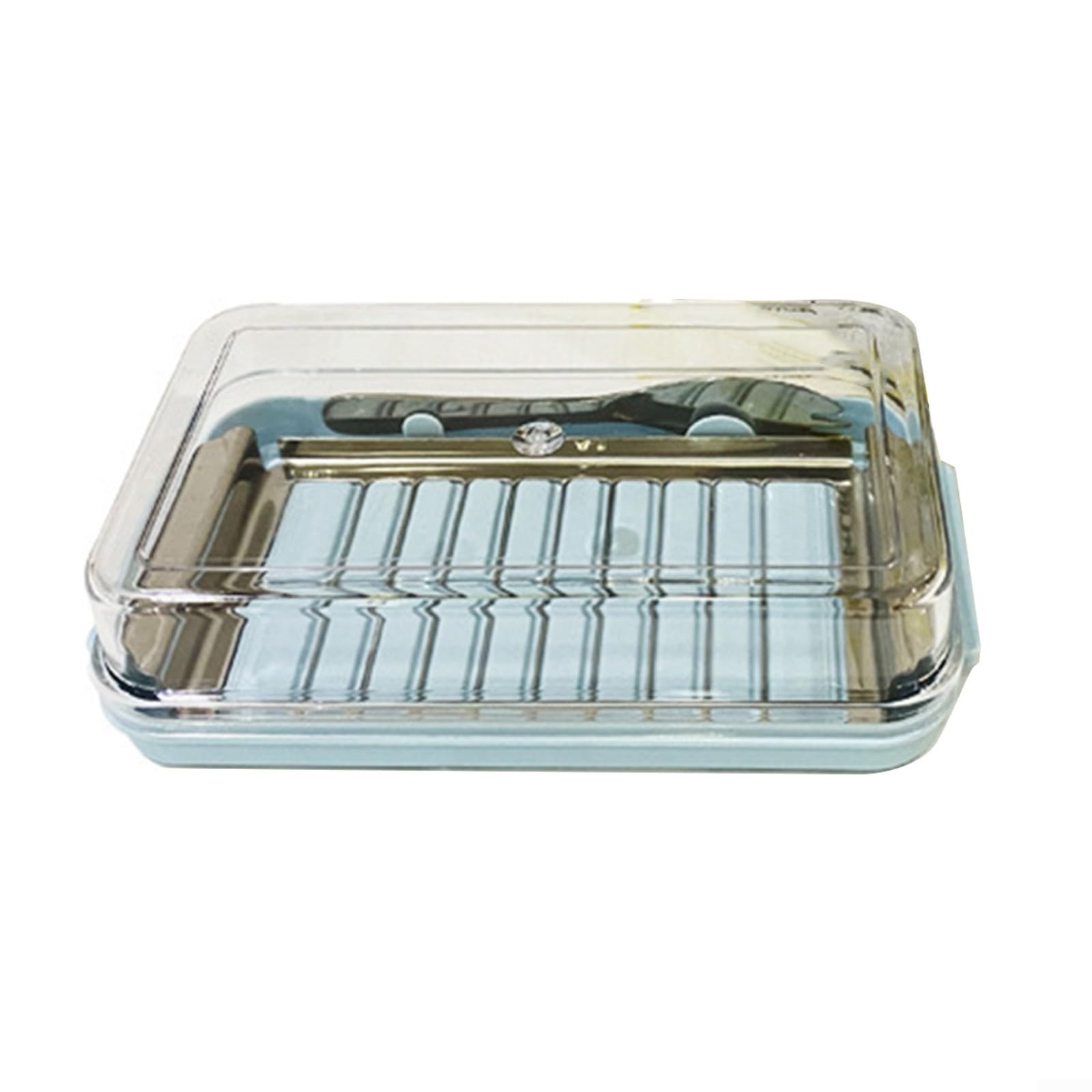 Ustensile de cuisine innovant multi-usages, élégant en acier inoxydable et coupe-beurre (base bleue)