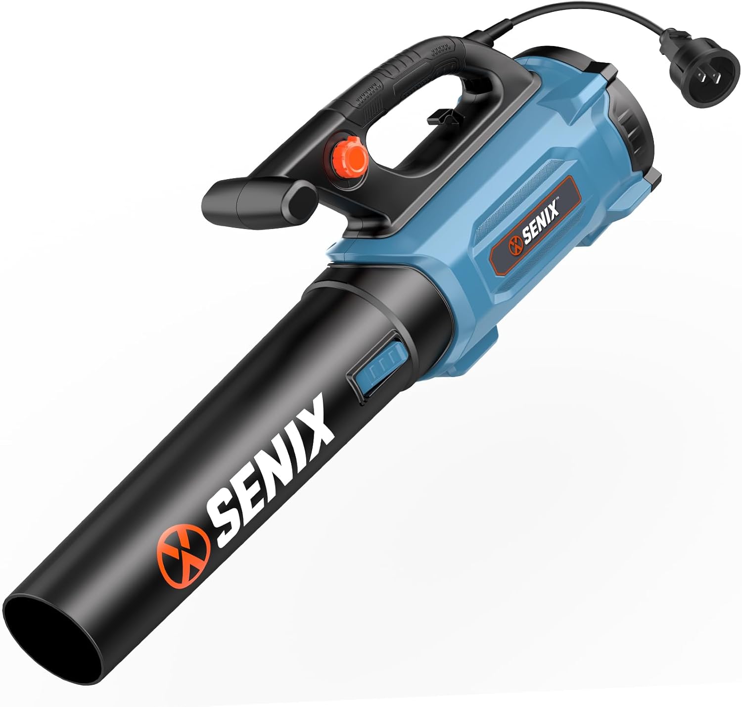 SENIX 12 Amp Electric Leaf Blower, 700 CFM & 110 MPH, 120V Corded Leaf Blower with Cruise Control Speed for Lawn Care