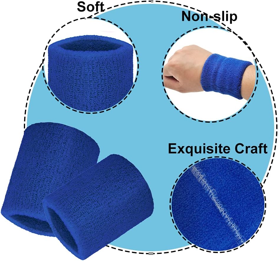 TOPTIE 100 Pieces Wrist Sweatbands Athletic Sports Cotton Wristband