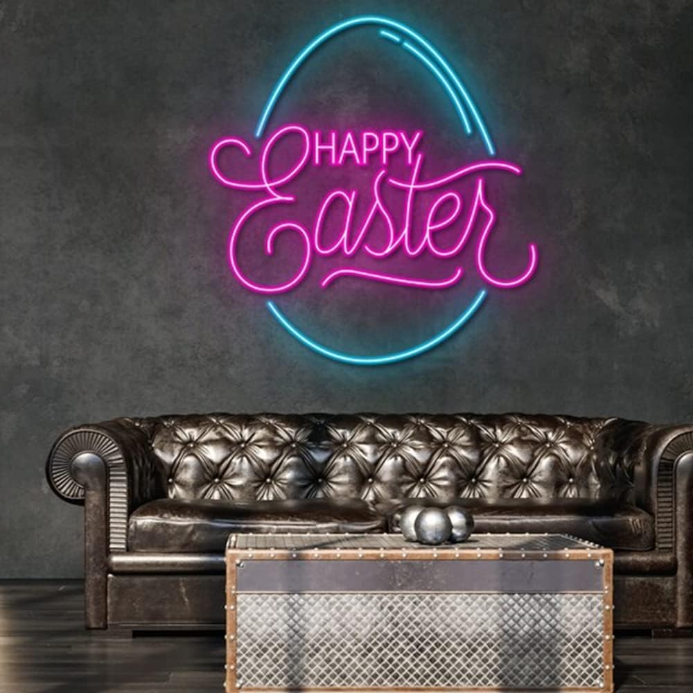 Egg Chicken Easter Neon Sign, Easter Gifts, Easter Decor,Basket for Easter Neon Nursery Bedroom Decor Light Up Size:15.7inch