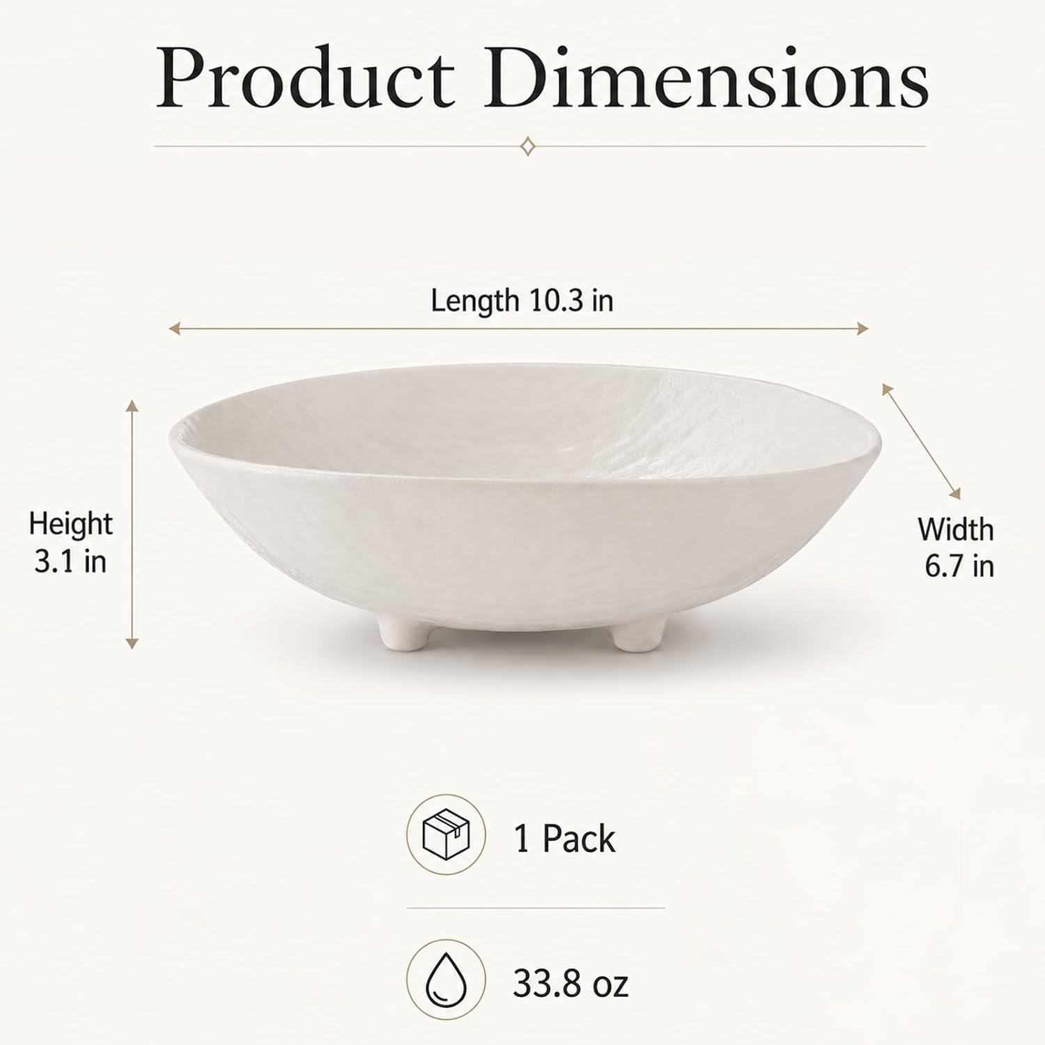 Ceramic Fruit Bowl, 33.8 oz Oval Pedestal Fruit Bowl