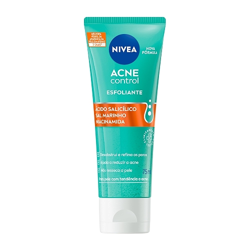 NIVEA Esfoliante Facial Acne Control 75ml, Esfoliação Suave, Desobstrui os Poros, Reduz Acne, Pele com Tendência a Acne NIVEA Esfoliante Facial Acne Control 75ml, Esfoliação Suave, Desobstrui os Poros, Reduz Acne, Pele com Tendência a Acne