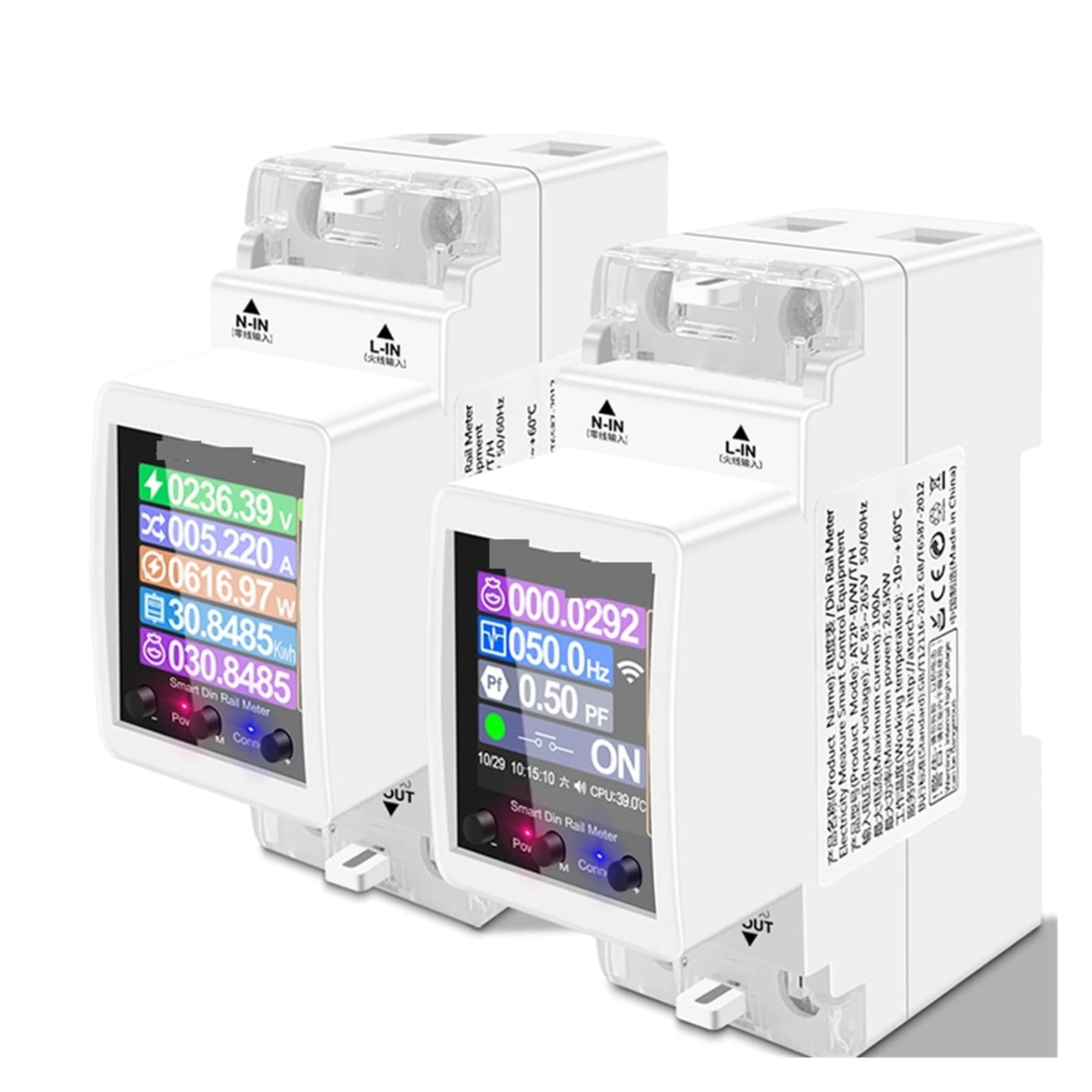 Contatore Energia Elettrica, Tuya Monofase 100A 50/60Hz Su Guida Din Contatore di Energia Intelligente Timer Consumo di Energia Monitor KWh Meter Wattmetro, Facile da Installare(With leakage protect)