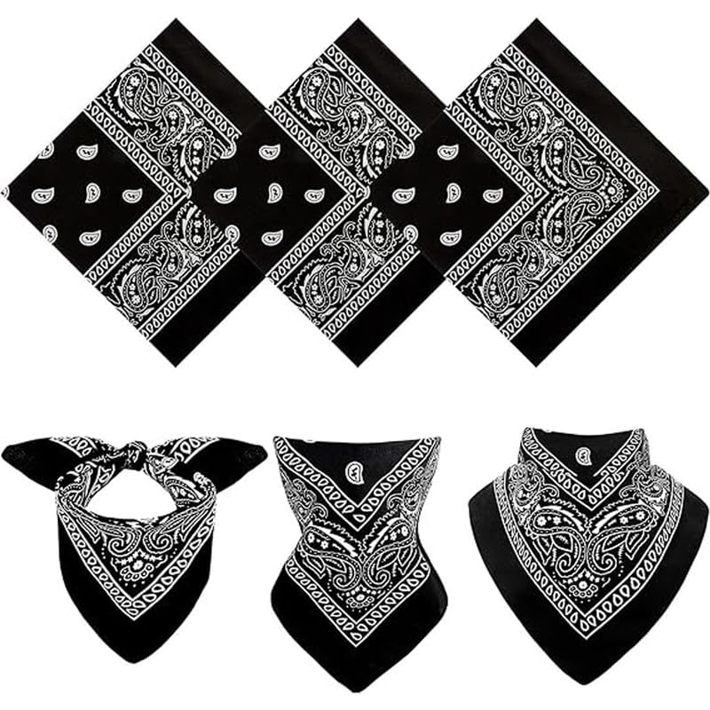 bismaadh 3 Pack Multi-purpose Bandanas Paisley Print Cowboy Headband Scarf Unisex Headwraps-picture-52