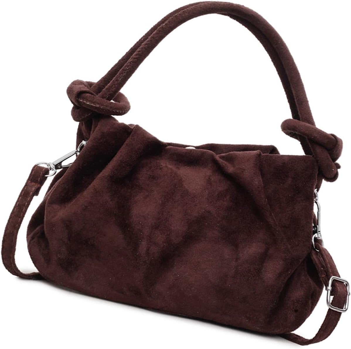 Womens Small Shoulder Bag Fashion Ruched Handbag Crossbody Purse Lightweight Top Handle Bag for Daily Travel