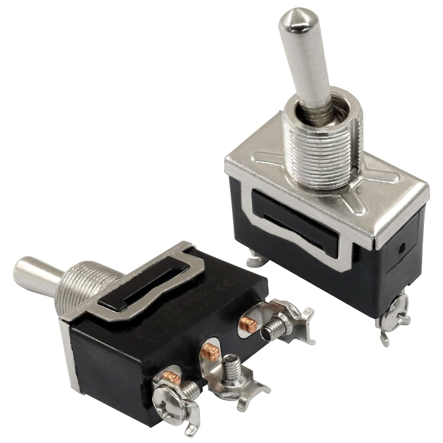 3 Pcs Heavy Duty Toggle Switch, 3 Position 3 Pin AC 15A 250V ON/Off/ON Terminal pin Rocker Switch with Waterproof Boot Cap for Electric Equipments Auto Car Marine Boat