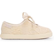 Superga 2442 Kids Ballerina Lace Crochet Flats with Floral Net Design, Cork Insole, and Vulcanized Natural Rubber Sole