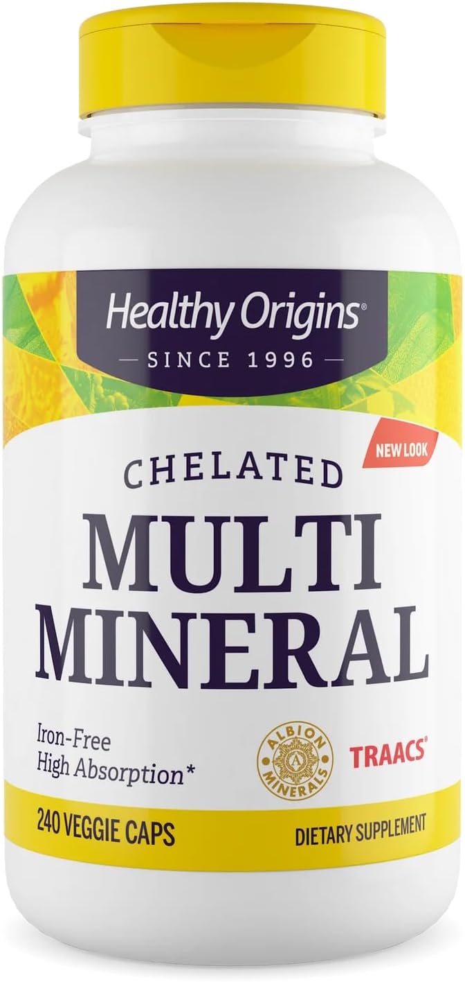 Healthy Origins Chelated Multi Mineral, 240 Veggie Capsules - Featuring Albion Minerals TRAACS High Bioavailability Complex - Supports Bone Health, Immune Function & Metabolic Wellness