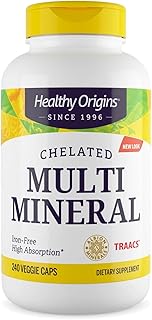 Healthy Origins Chelated Multi Mineral (Albion Minerals, Bioavailable, Non-GMO, Gluten Free), 240 Veggie Caps