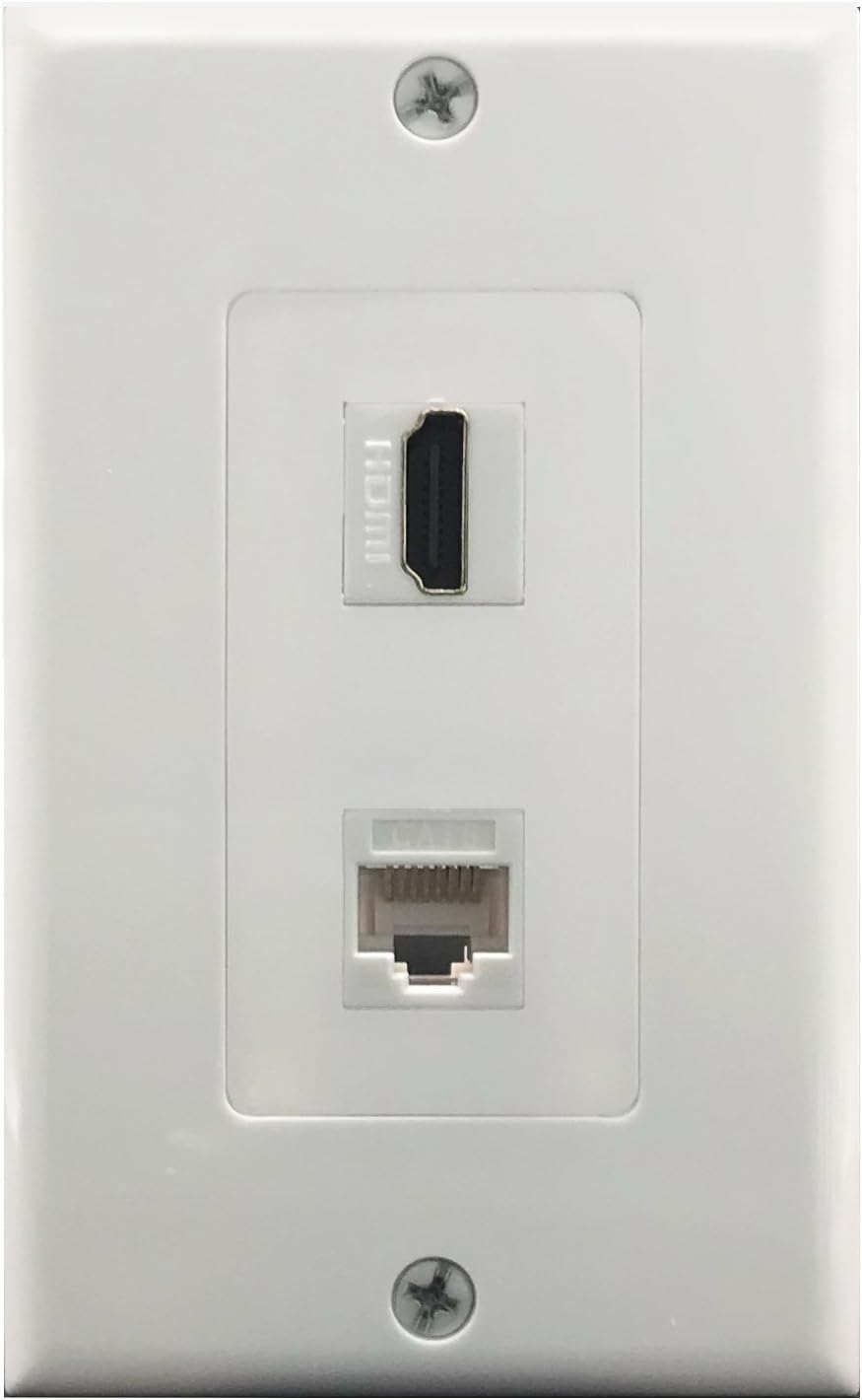 Yomyrayhu HDMI and Cat6 Ethernet RJ45 Wall Plate for HDTV