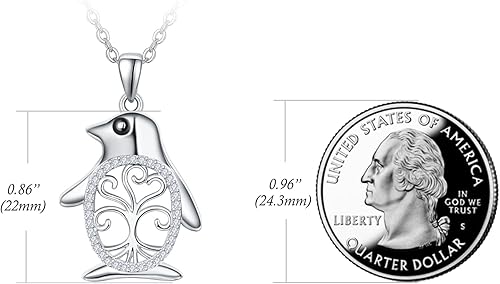 Miniatura 3 de TANGPOET Penguin Necklace 925 Sterling Silver Penguin Pendant Jewelry Gifts for Women Girls with 18"+2" Cable Chain