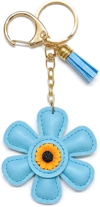 Leather Flower Bag Charm Sunflower Keychain Bag Charms for Tote Bags Purse Charms for Handbags Womens Birthday Gifts