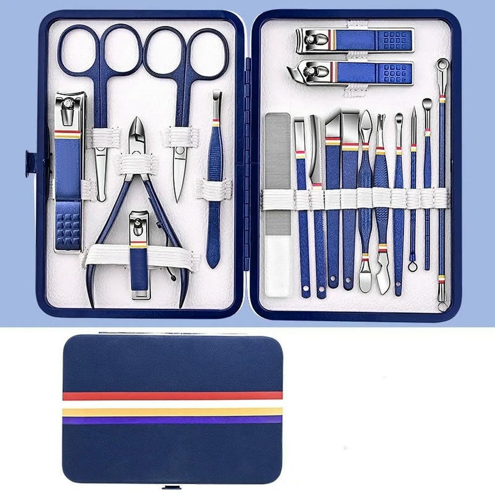 JJDFW 19pcs/Set Nail Cutter Set Stainless Steel Clippers Set Manicure Kits Scissors Makeup Beauty Tool