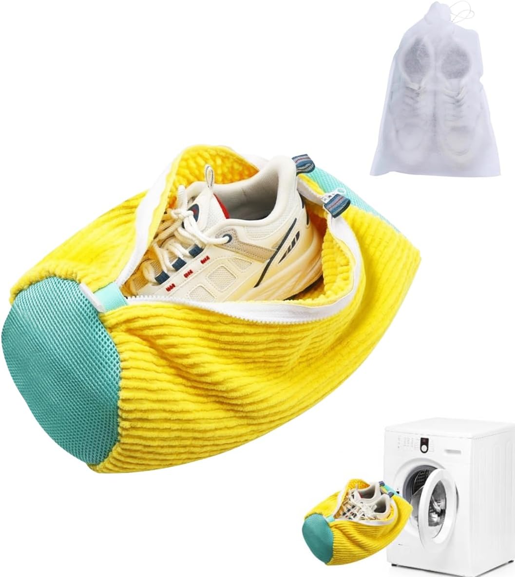 Shoe Washing Machine Bag, Laundry Shoe Bag for Washer and Dryer, Reusable Shoe Cleaning Bag for Sneakers, Tennis Shoes, With Self-locking Zipper, Microfiber Inside,Include Shoes Storage Bag