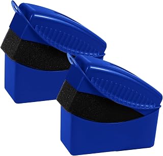 2PCS Tire Dressing Applicator, Car Tire Applicator Dressing Shine Sponge, Reusable Tire Dressing Applicator Pads with Lid, Wheel Applicator Foam for Car Detailing Cleaning (Blue)