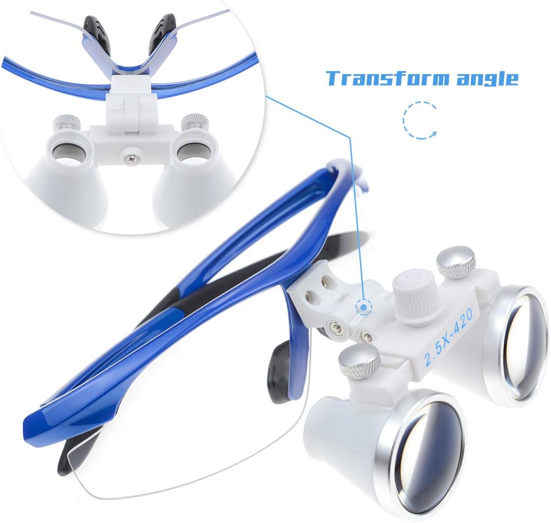 EAST Brand Blue Color Surgical Medical Binocular Loupes 2.5X420mm Optical Glass Plastic Frame with Antifog