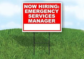 Now Hiring Emergency Services Manager Write On Me Red 18x24 in Double Sided Yard Road Sign w/Stand
