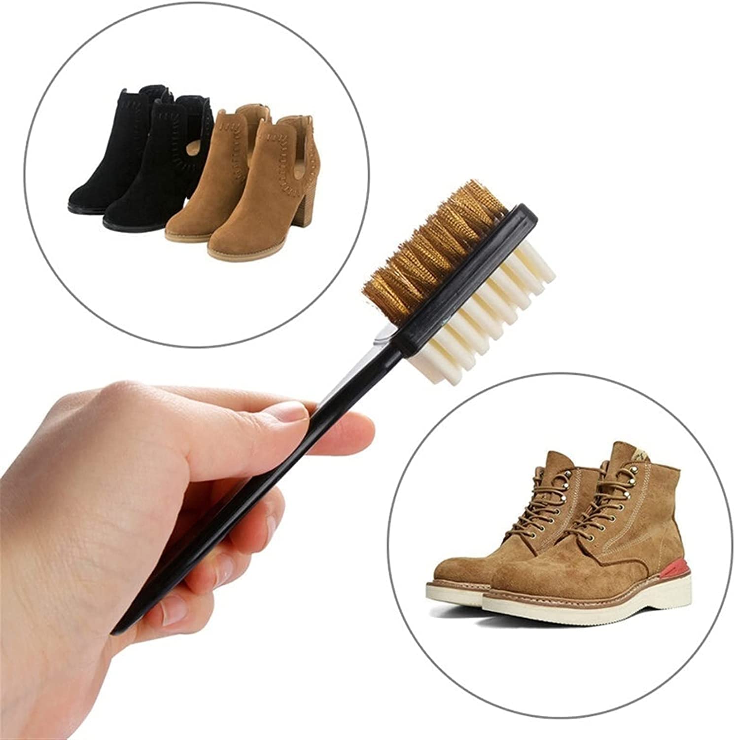 Bürsten-Schuhbürste, 2-seitiges Reinigungsbürsten-Radiergummi-Set, passend for Wildleder-Nubuk-Schuhe, Stahlstiefelreiniger-Schuhbürstenbürsten