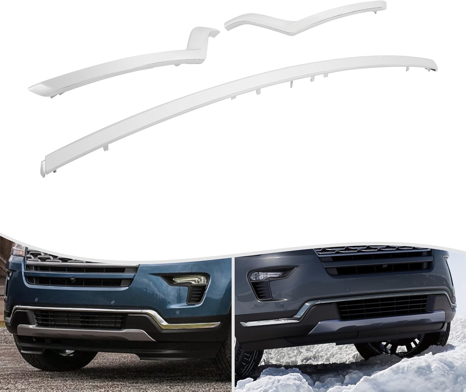 Silver Front Lower Bumper Trim Moldings Kit Intended for Ford Explorer 2018 2019, Bumper Trim Moldings JB5Z17E811AB, JB5Z8419AB