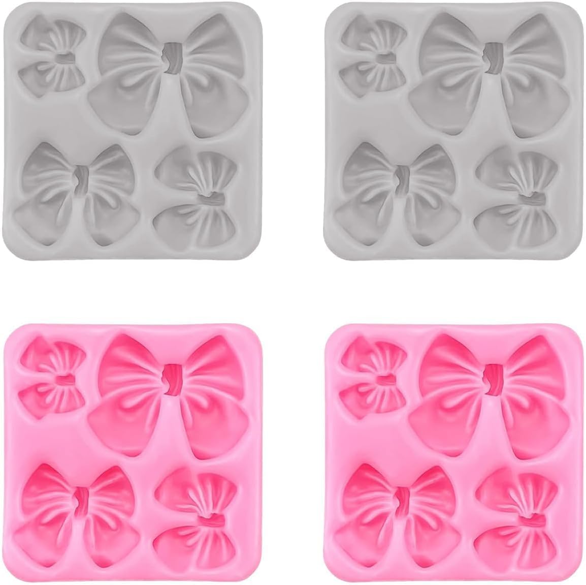 4 moldes de silicona para arcos para pasteles, cupcakes, chocolate, dulces, manualidades de azúcar y manualidades de resina, juego de moldes de lazo