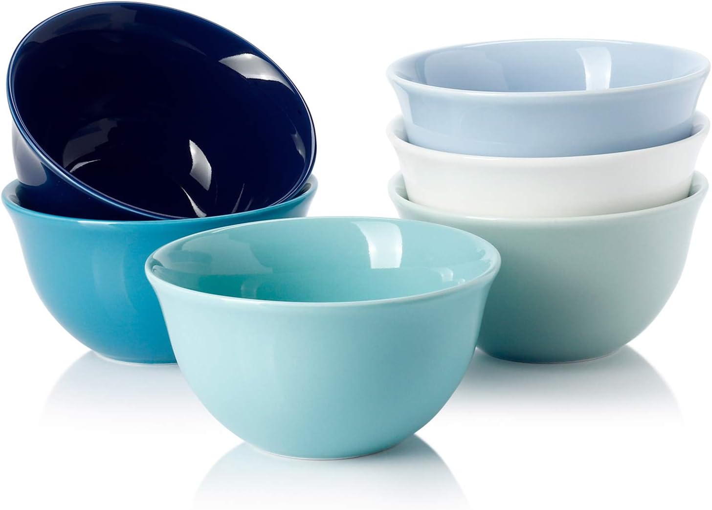  | Sweese 122.003 Porcelain Bouillon Cups - 8 Ounce Dessert Bowls - Set of 6, Cool Assorted Colors: Dessert Bowls