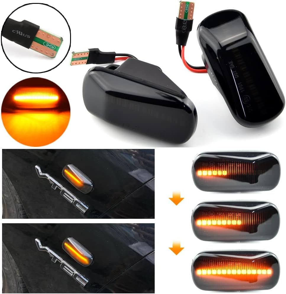 1 pair Front Fender Marker Lights Dynamic LED Side Markers Compatible with Hon-da Ci-vic Acu-ra In-tegra Type-R DC2 RSX DC5 NSX NA1 NA2 Repeater Signal Lights