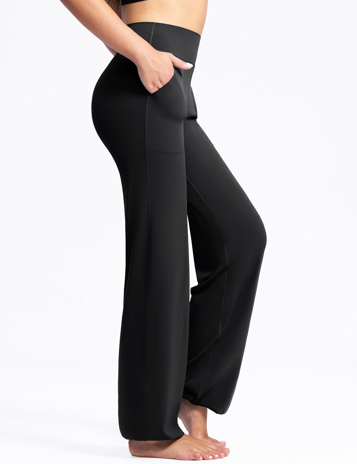 POSHDIVAH Women's Creamluxe Elastic Bottoms Straight Leg Sweatpants High Waisted Yoga Athletic Joggers with Pockets - Image 5