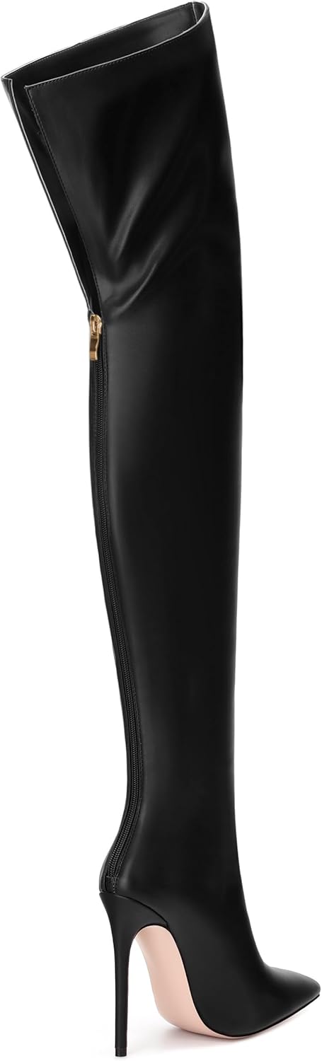 MOVINSTEPS Over The Knee Thigh High Heel Boots For Women Zipper Pointed Toe Stiletto Tall Boots Sexy Fashion Party Club Fall Winter Shoes