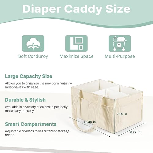 Miniatura 3 de Organizador de pañales para bebé, cesta de almacenamiento portátil para artículos esenciales para recién nacidos, organizador de bolsas de pañales