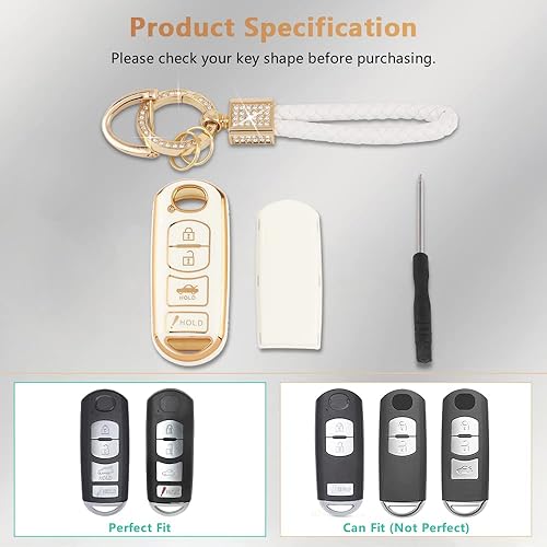 Miniatura 6 de PIFOOG Funda para llavero para Mazda 3, 6, CX5, CX9, CX3, MX5, accesorios de TPU suave para automóvil, llaves inteligentes, carcasa de 4 botones,