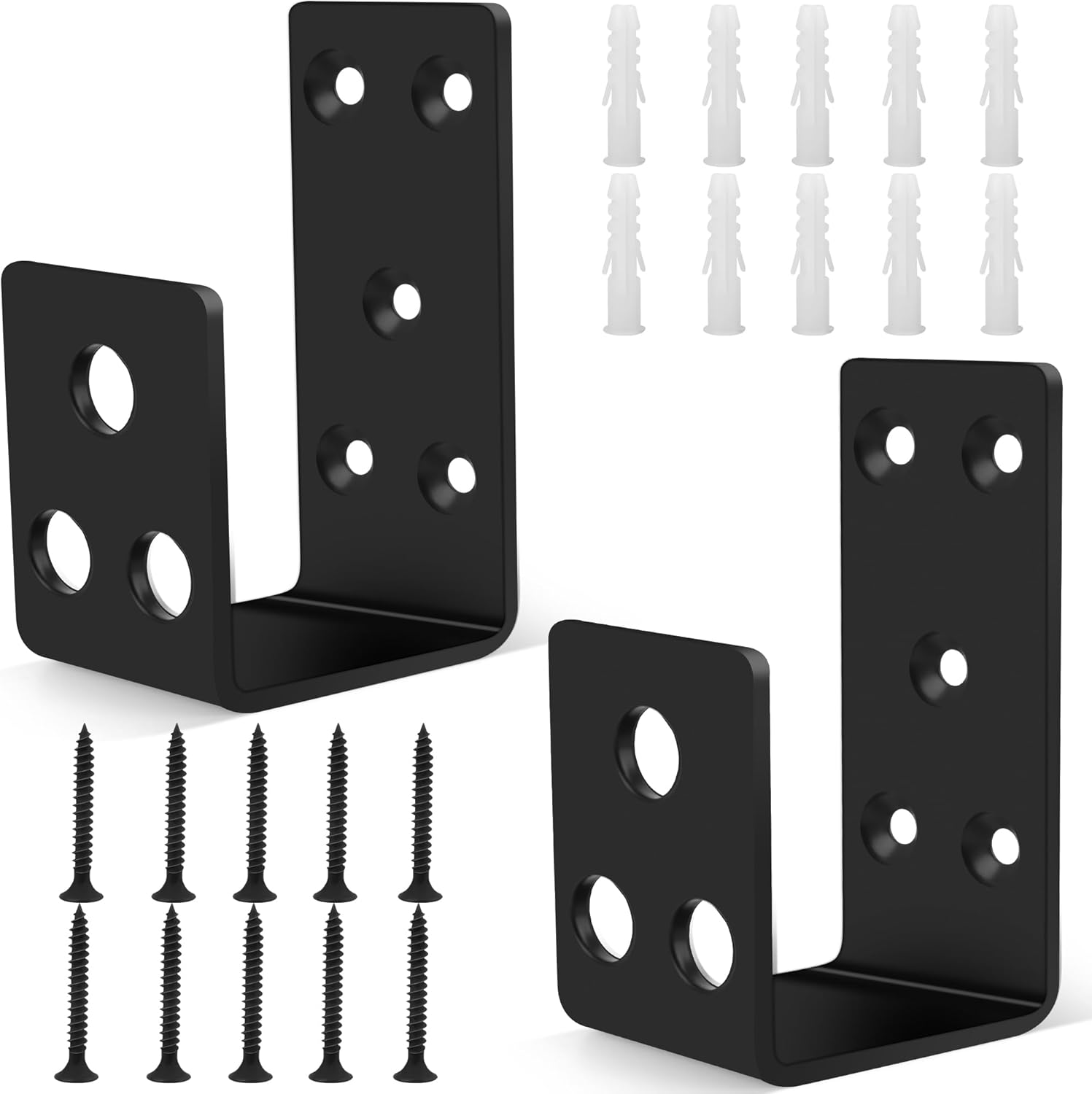 2x4 Door Barricade Brackets, Catcan Heavy Duty Door Barricade Security Bar U Bracket for Home, Garage, Barn, Shed, Garage, Gate Security (2)