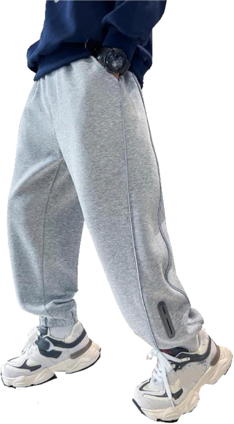 Boy's Pants School Uniform Dress Solid Joggers Sports Sweatpants with Drawstring