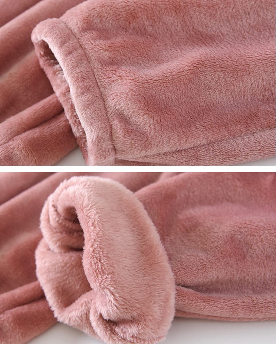 ALWAYS Pantalones de felpa mullidos para mujer, súper suaves, cálidos, cálidos, de invierno, para dormir, para dormir - negro - Large