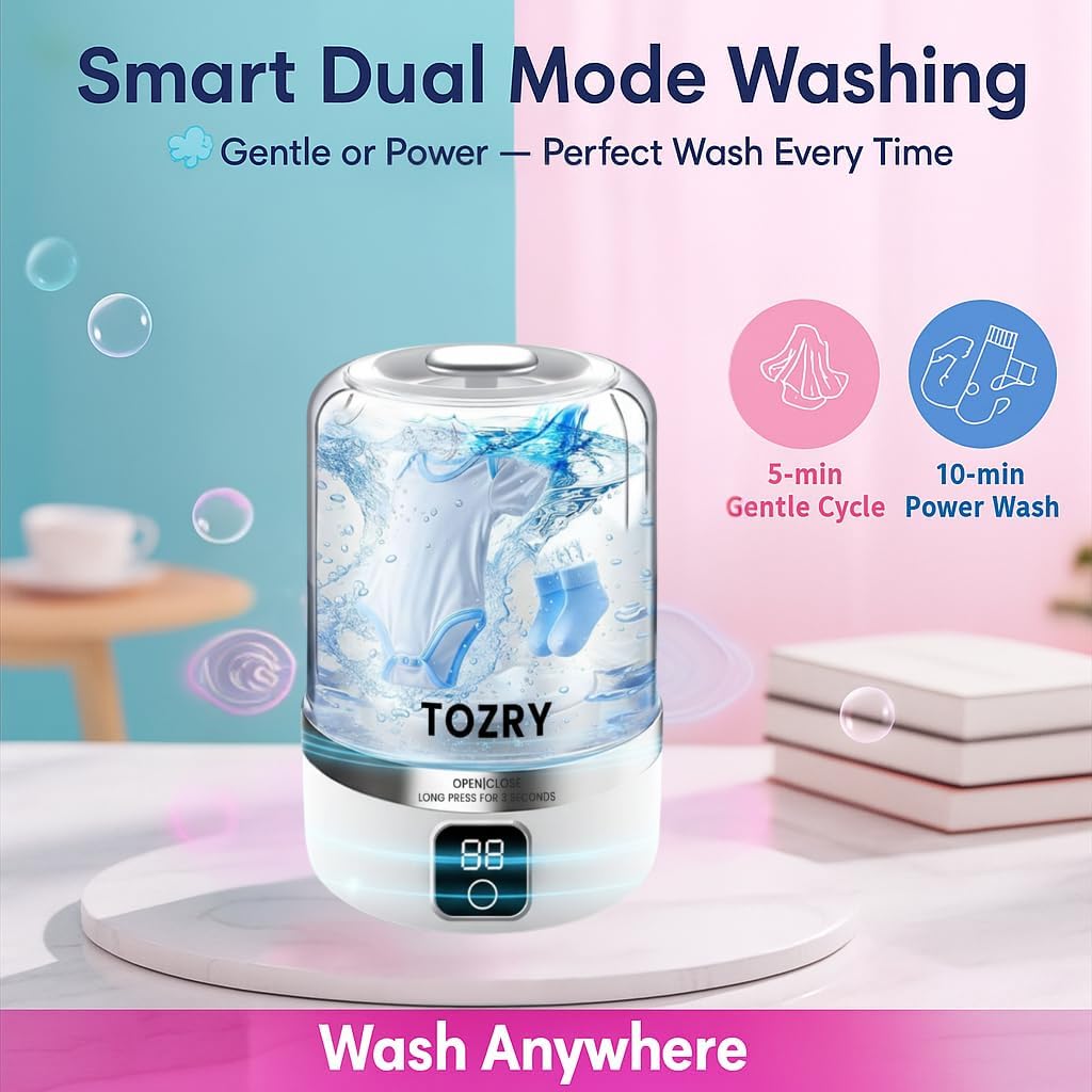 Mini Washing Machine – Portable Washer, Travel Laundry for Apartments, Dorms, RVs & Small Spaces, Mini Laundry for Baby Clothes, Compact Underwear washer