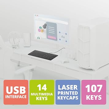 ZEBRONICS ZEB-K4000M USB Wired Keyboard with 107 Keys, Silent Operation, Chiclet Keypad, Multimedia Keys, Gold Plated USB Connector