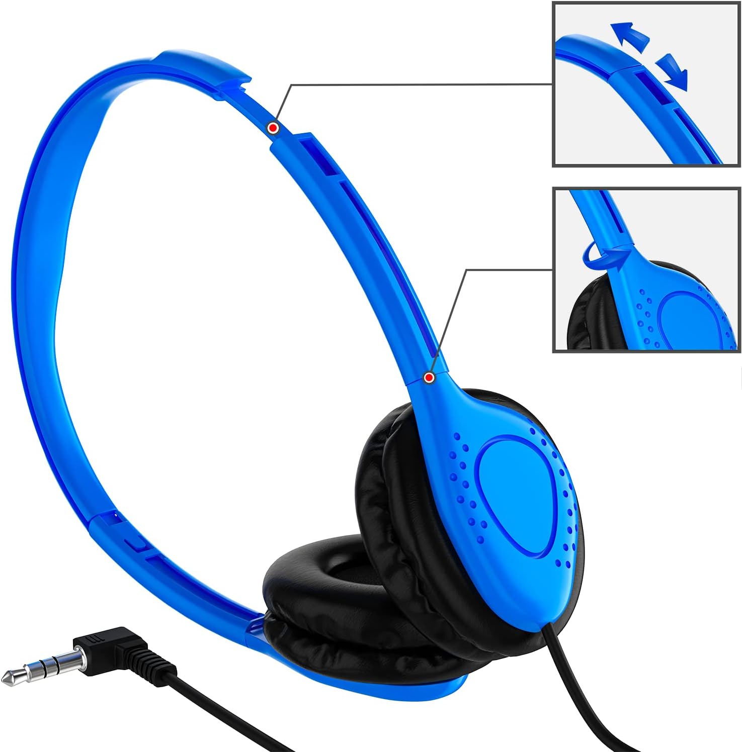 redskypower 50 pack multi color kids wired leather on ear headphones individually bagged disposable headphones ideal for students in classroom libra