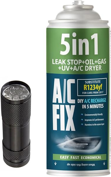 AC FIX 5-in-1 – R1234yf + Hose + Adapter Refrigerant for Car Air Conditioning with Oil, Sealant, UV Dye, Desiccant – Quick Application – Protects the Compressor - 3
