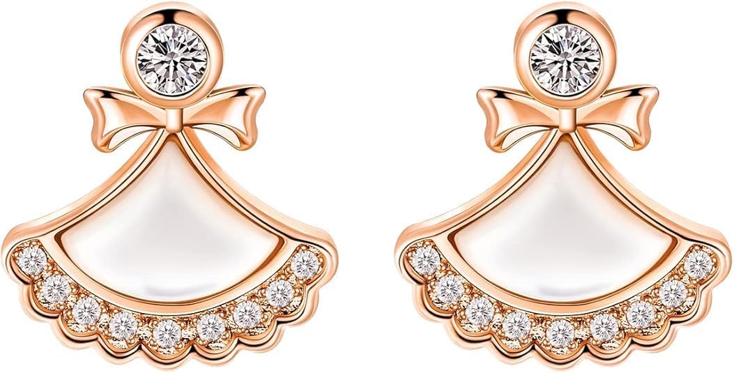 Real 14K Gold Plated Stud Earrings Women: Trendy Real 18K White Gold Dipped Silver Hypoallergenic Studs Earrings Dainty Simple Minimalist Jewelry Valentine's Day Gifts for Her