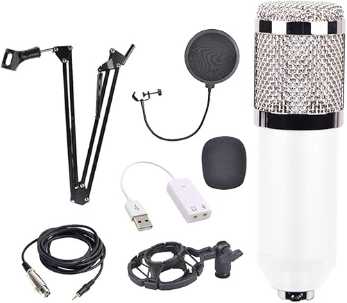QYHSS Kondensatormikrofon-Bundle  Mikrofon-Set  Verstellbarer AufhA ngungsscherenstA nder mit Shock-Halterung  Metall- und Double-Layer-Popfilter fA r Studioaufnahmen und Rundfunk  Schwarz