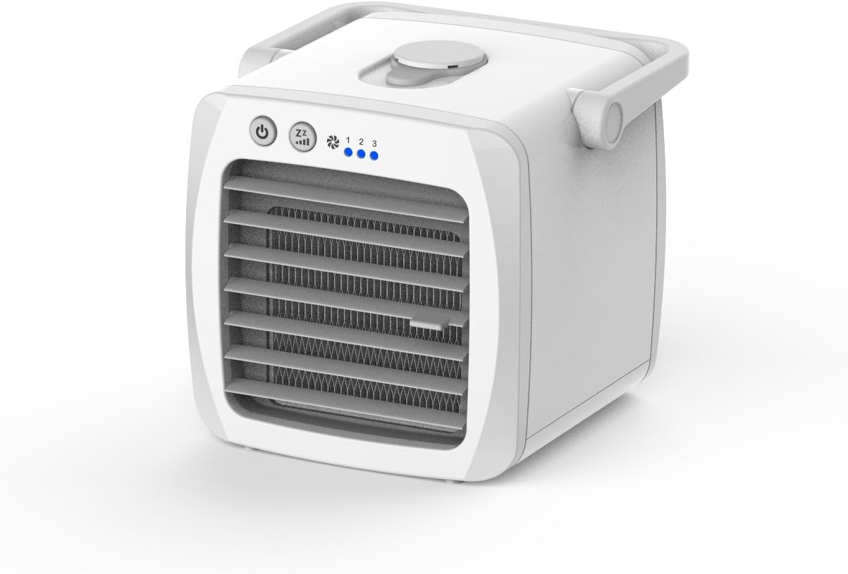 G2T-ICE Personal Mini Air Cooler, Humidifiers Portable Desktop Air Purifier Evaporative Cooling Fan For Yoga Picnic Sports Outdoors, No-leaking Design, White