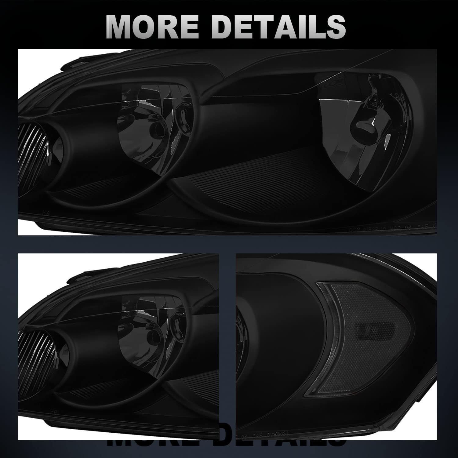 MOSTPLUS Headlight Assembly Compatible with 2006-2013 Chevy Impala / 2014-2016 Chevy Impala Limited / 2006 2007 Chevy Monte Carlo Front Lamp with Black Housing/Black Lens/Clear Reflector