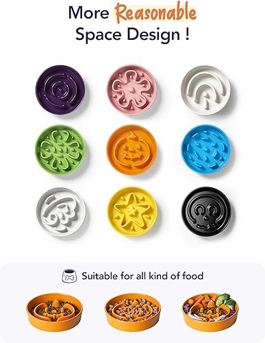 Vista 68 de LE TAUCI Cuencos de cerámica para perros de alimentación lenta, 3 tazas de alimentación lenta, tazón para perros de raza mediana y grande, cuenco