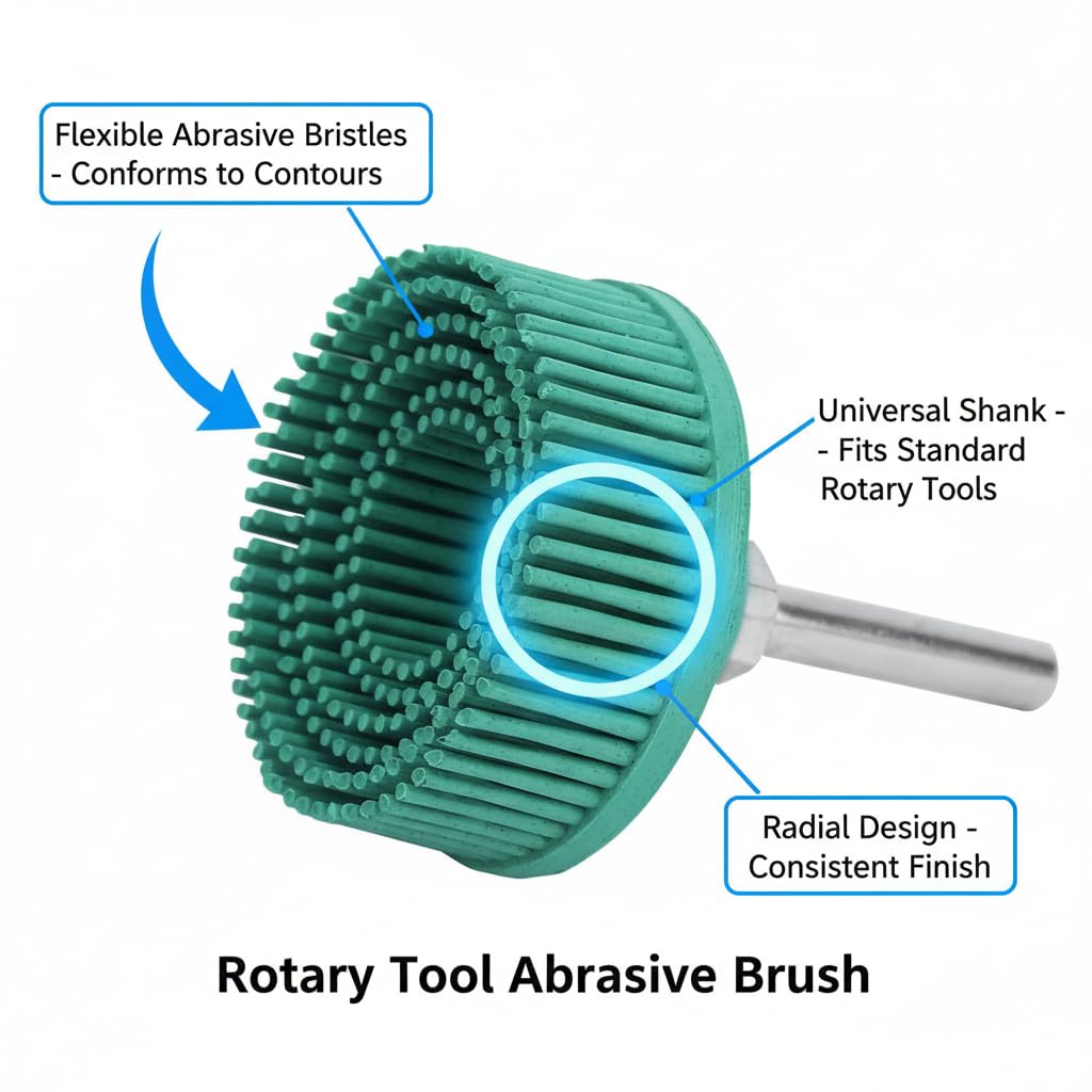 Garosa Brush Disc 2 Inch Rubber Abrasive Electric Disc Brush 50 Grit 1/4 Inch Shank Polishing Grinding Wheel for Metal Burr Removal(Green)