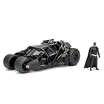 Jada 253215005 Batman The Dark Knight Batmobile in Scala 1:24 con Personaggio di Batman in Die Cast, Nero, One Size
