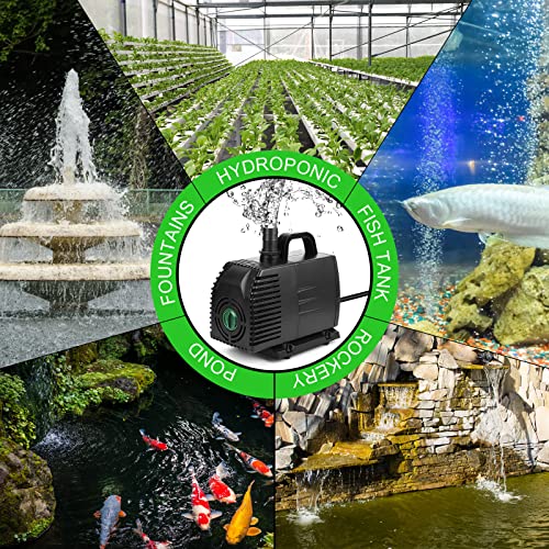 Huwluiwa 1300 Gph Submersible Water Pump Pond Pump With 16.5Ft. Power Cord, Fountain Pump With 3 Nozzles For Aquarium Fish Koi Tank Hydroponics Statuary Waterfall 100W #TOP2