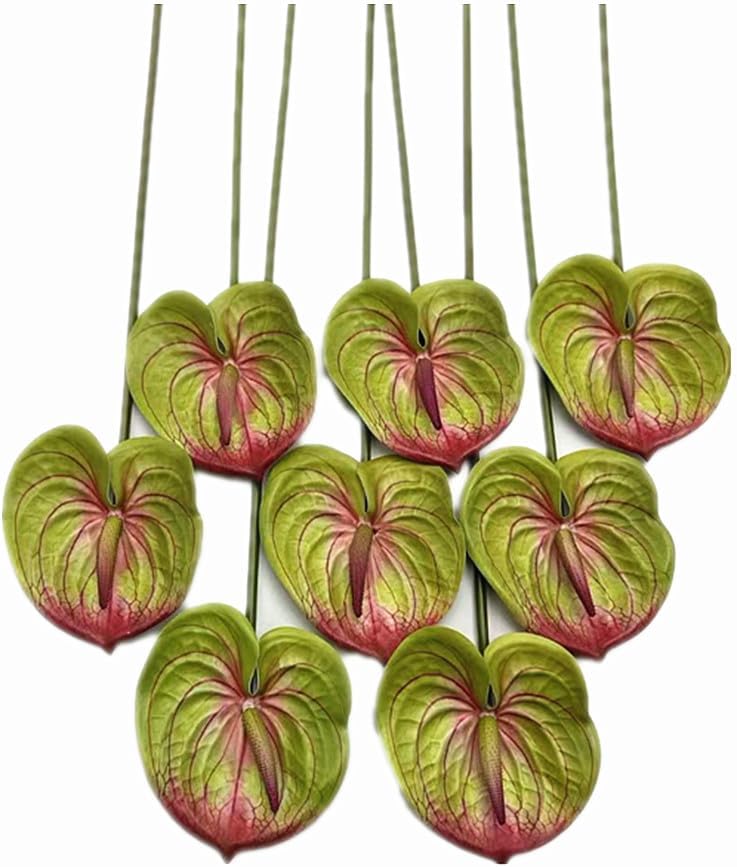 8pcs Artificial Anthurium Flowers Lifelike Flower 5.5" Head for Table Centerpieces Bridal Wedding Festival Christmas Hotel Home Floral Decor (Yellow Green)