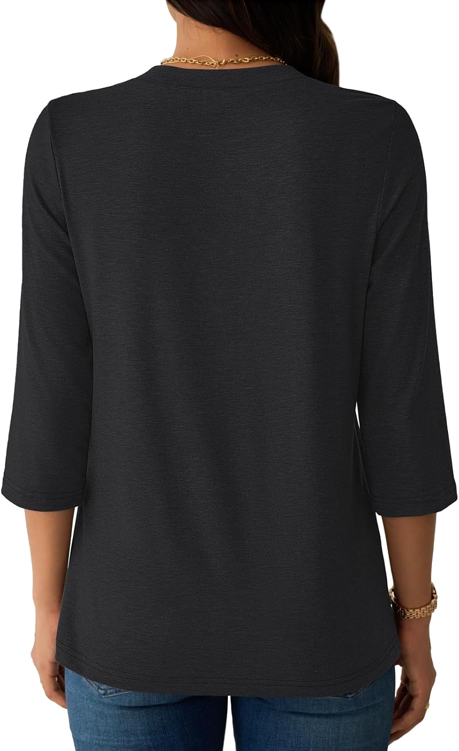 Womens Tops 3/4 Sleeve V Neck Button Down Henley Shirts Business Casual Outfit Basic Tees Summer Top 2026 - Image 3