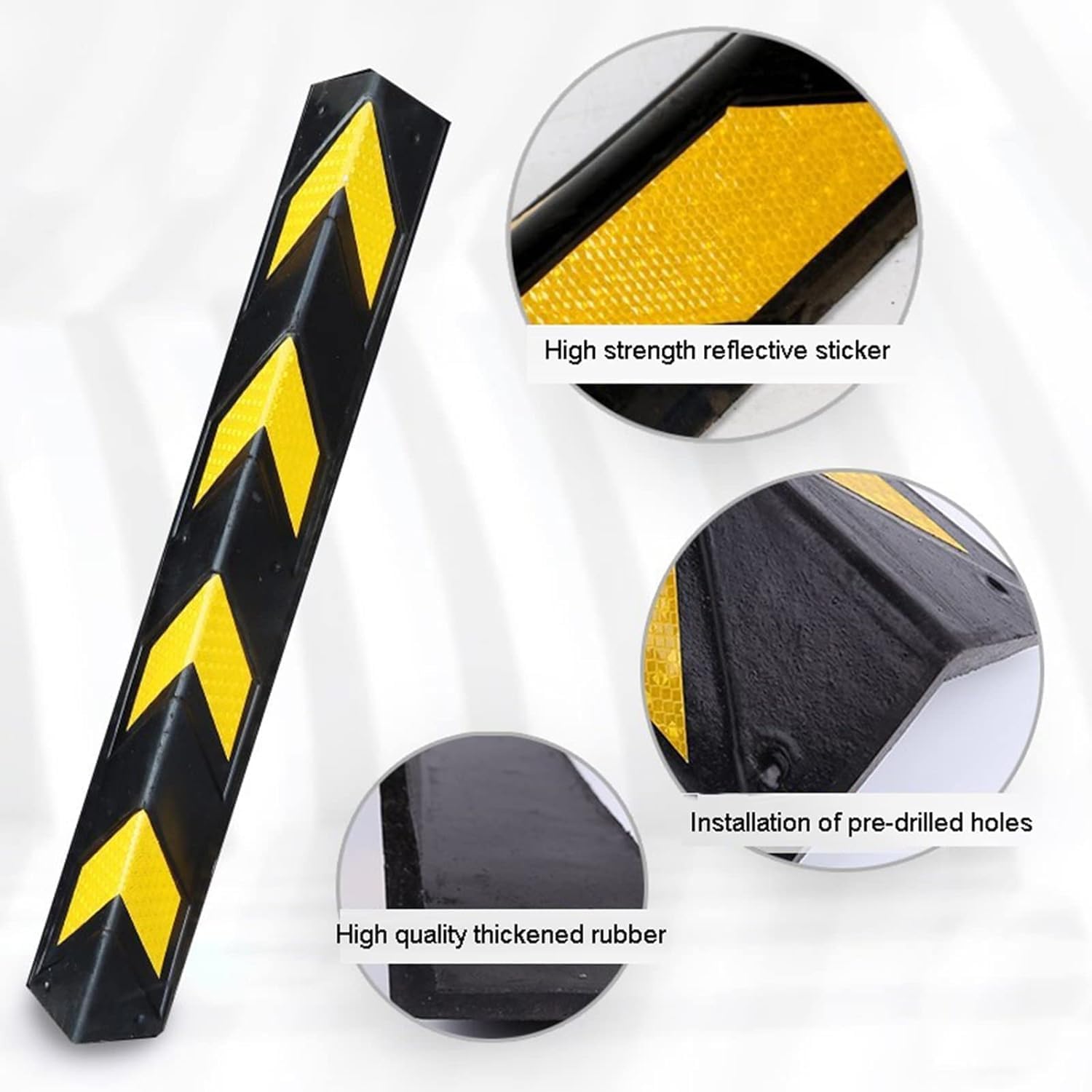 Garage Column Protector Reflective Yellow Strip Garage, Garage Wall Protector, Rubber Wall Edge and Bumpers Guards for Car Parking and Warehouse to Protect(Black+Yellow 4pcs)